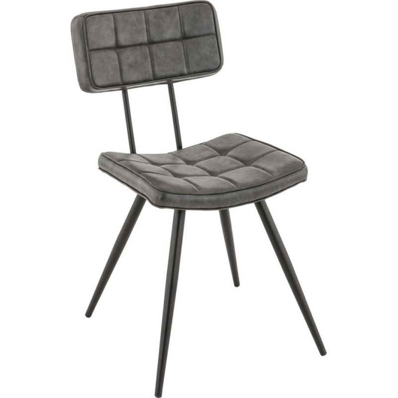 Chaise bistro MAURICE H46 d'intérieur - Métal noir, PU - bois anthracite