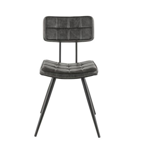 Chaise bistro MAURICE H46 d'intérieur - Métal noir, PU - bois anthracite