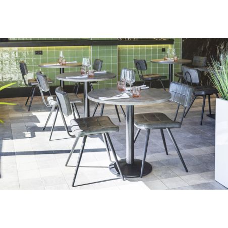 Chaise bistro MAURICE H46 d'intérieur - Métal noir, PU - bois anthracite