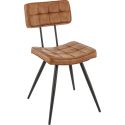 Chaise bistro MAURICE H46 d'intérieur - Métal noir, PU - bois cognac