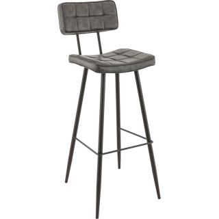 Tabouret de bar MAURICE BST H79 d'intérieur - Métal noir, PU - bois anthracite