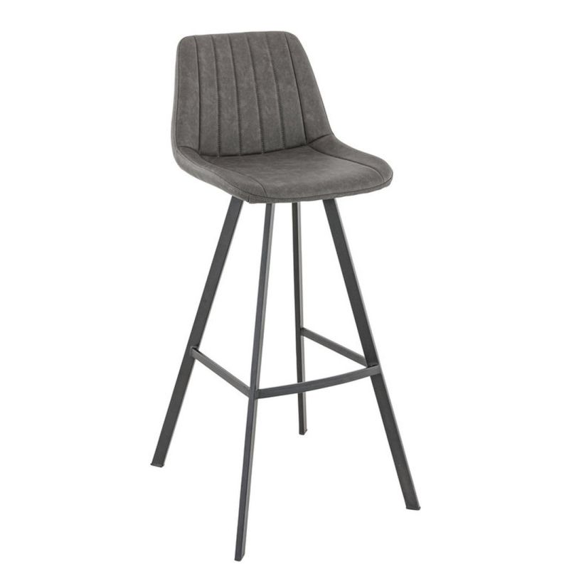 Tabouret de bar KYLE H78 d'intérieur - Bois noir, 81% PES + 15% cotton + 4% viscose - métal anthracite