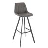 Tabouret de bar KYLE H78 d'intérieur - Bois noir, 81% PES + 15% cotton + 4% viscose - métal anthracite