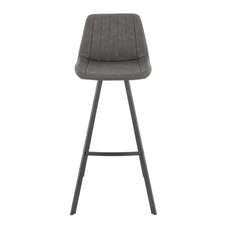Tabouret de bar KYLE H78 d'intérieur - Bois noir, 81% PES + 15% cotton + 4% viscose - métal anthracite