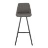 Tabouret de bar KYLE H78 d'intérieur - Bois noir, 81% PES + 15% cotton + 4% viscose - métal anthracite