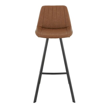 Tabouret de bar KYLE H78 d'intérieur - Bois noir, 81% PES + 15% cotton + 4% viscose - métal cuoio