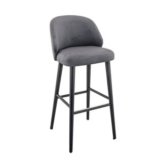 Tabouret de bar OSCAR BST H77 d'intérieur - Bois noir, tissu 100% PES - hêtre anthracite
