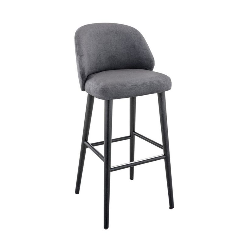 Tabouret de bar OSCAR BST H77 d'intérieur - Bois noir, tissu 100% PES - hêtre anthracite
