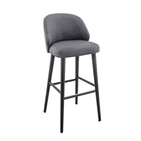 Tabouret de bar OSCAR BST H77 d'intérieur - Bois noir, tissu 100% PES - hêtre anthracite