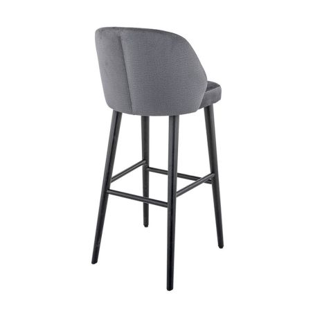 Tabouret de bar OSCAR BST H77 d'intérieur - Bois noir, tissu 100% PES - hêtre anthracite