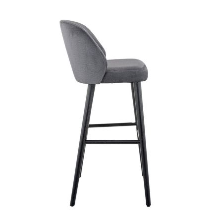 Tabouret de bar OSCAR BST H77 d'intérieur - Bois noir, tissu 100% PES - hêtre anthracite