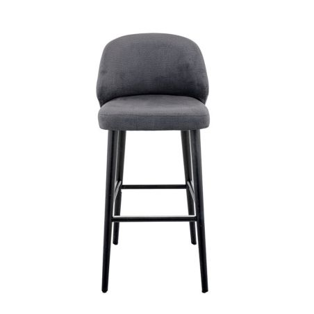Tabouret de bar OSCAR BST H77 d'intérieur - Bois noir, tissu 100% PES - hêtre anthracite
