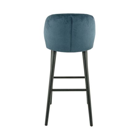 Tabouret de bar OSCAR BST H77 d'intérieur - Bois noir, tissu 100% PES - hêtre petrol