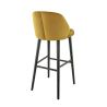 Tabouret de bar OSCAR BST H77 d'intérieur - Bois noir, tissu 100% PES - hêtre gold