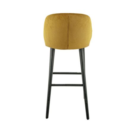 Tabouret de bar OSCAR BST H77 d'intérieur - Bois noir, tissu 100% PES - hêtre gold