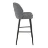 Tabouret de bar MARIUS BST H77 d'intérieur - Bois noir, tissu 100% PES - hêtre gris fonce