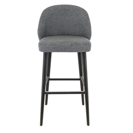 Tabouret de bar MARIUS BST H77 d'intérieur - Bois noir, tissu 100% PES - hêtre gris fonce