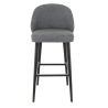 Tabouret de bar MARIUS BST H77 d'intérieur - Bois noir, tissu 100% PES - hêtre gris fonce