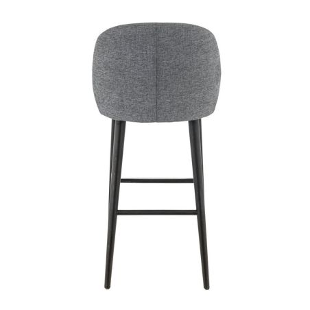 Tabouret de bar MARIUS BST H77 d'intérieur - Bois noir, tissu 100% PES - hêtre gris fonce
