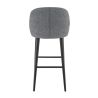 Tabouret de bar MARIUS BST H77 d'intérieur - Bois noir, tissu 100% PES - hêtre gris fonce