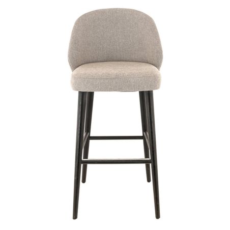 Tabouret de bar MARIUS BST H77 d'intérieur - Bois noir, tissu 100% PES - hêtre greige