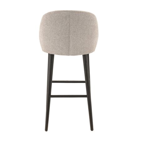 Tabouret de bar MARIUS BST H77 d'intérieur - Bois noir, tissu 100% PES - hêtre greige