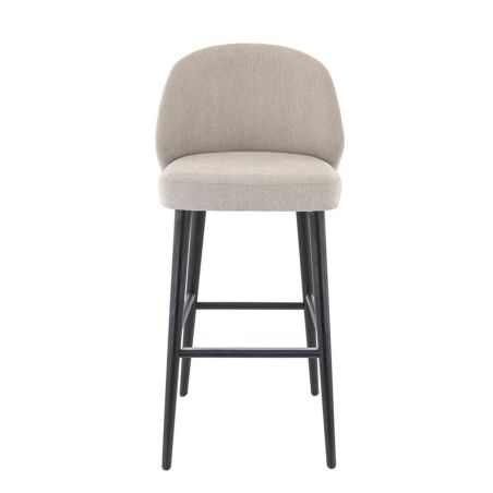 Tabouret de bar TRISTAN BST H77 d'intérieur - Bois noir, tissu 100% PES - hêtre greige