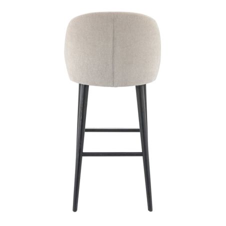 Tabouret de bar TRISTAN BST H77 d'intérieur - Bois noir, tissu 100% PES - hêtre greige