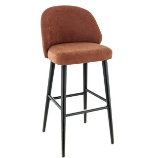 Tabouret de bar TRISTAN BST H77 d'intérieur - Bois noir, tissu 100% PES - hêtre terra