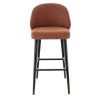 Tabouret de bar TRISTAN BST H77 d'intérieur - Bois noir, tissu 100% PES - hêtre terra