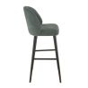 Tabouret de bar TRISTAN BST H77 d'intérieur - Bois noir, tissu 100% PES - hêtre vert