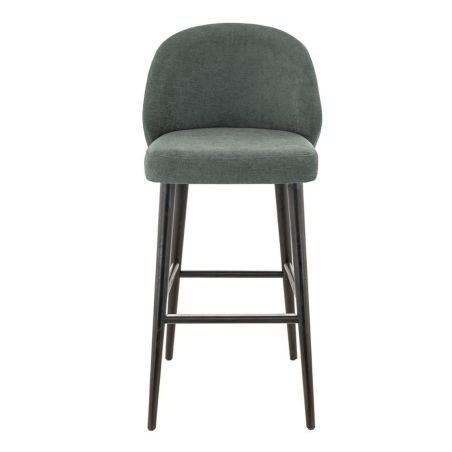 Tabouret de bar TRISTAN BST H77 d'intérieur - Bois noir, tissu 100% PES - hêtre vert