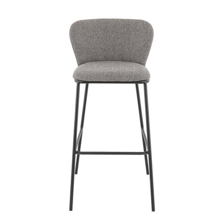 Tabouret de bar SANDRA H79 d'intérieur - Métal noir, tissu 100 % polyester recyclé - bois gris
