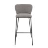Tabouret de bar SANDRA H79 d'intérieur - Métal noir, tissu 100 % polyester recyclé - bois gris