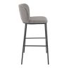 Tabouret de bar SANDRA H79 d'intérieur - Métal noir, tissu 100 % polyester recyclé - bois gris