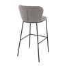 Tabouret de bar SANDRA H79 d'intérieur - Métal noir, tissu 100 % polyester recyclé - bois gris