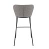 Tabouret de bar SANDRA H79 d'intérieur - Métal noir, tissu 100 % polyester recyclé - bois gris