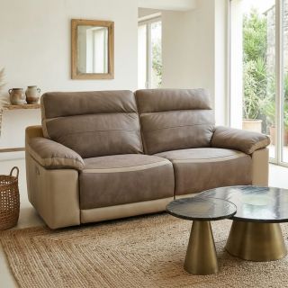 Canapé 3 places en tissu bicolore 206 cm SUSY 2 avec 2 relax électriques