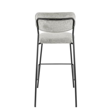 Tabouret de bar AUGUSTE H78 d'intérieur - Métal noir, tissu 95% PES 5 %ny - bois gris clair