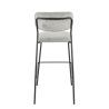 Tabouret de bar AUGUSTE H78 d'intérieur - Métal noir, tissu 95% PES 5 %ny - bois gris clair