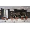 Tabouret de bar AUGUSTE H78 d'intérieur - Métal noir, tissu 95% PES 5 %ny - bois gris clair