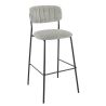 Tabouret de bar AUGUSTE H78 d'intérieur - Métal noir, tissu 95% PES 5 %ny - bois gris clair