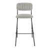 Tabouret de bar AUGUSTE H78 d'intérieur - Métal noir, tissu 95% PES 5 %ny - bois gris clair