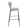 Tabouret de bar AUGUSTE H78 d'intérieur - Métal noir, tissu 95% PES 5 %ny - bois gris clair