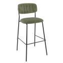 Tabouret de bar AUGUSTE H78 d'intérieur - Métal noir, tissu 95% PES 5 %ny - bois vert