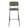 Tabouret de bar AUGUSTE H78 d'intérieur - Métal noir, tissu 95% PES 5 %ny - bois vert