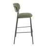 Tabouret de bar AUGUSTE H78 d'intérieur - Métal noir, tissu 95% PES 5 %ny - bois vert