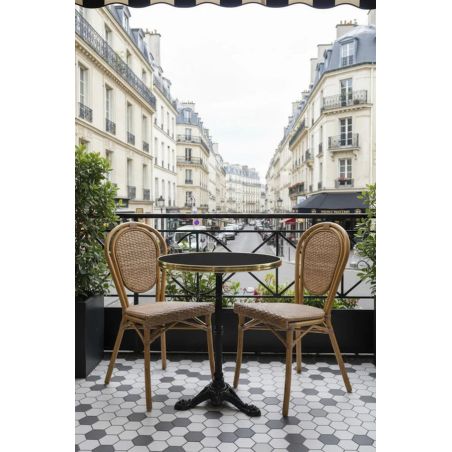 Plateau de table de restaurant BLACK SIYAH Ø60 30mm d'extérieur - Bois, résine synthétique - laiton