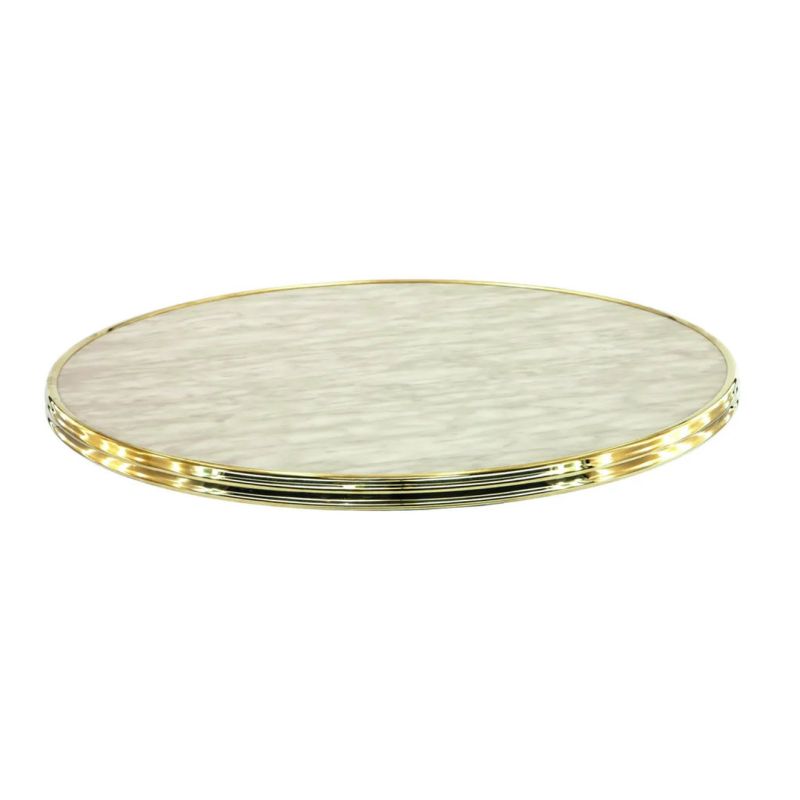 Plateau de table de restaurant MERMER Ø60 30mm d'extérieur - Bois, résine synthétique - laiton