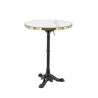 Table de terrasse ORSAY Ø60 pliable d'extérieur - Fonte d'acier, mélamine - laiton plateau marbre blanc, structure noir